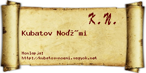 Kubatov Noémi névjegykártya